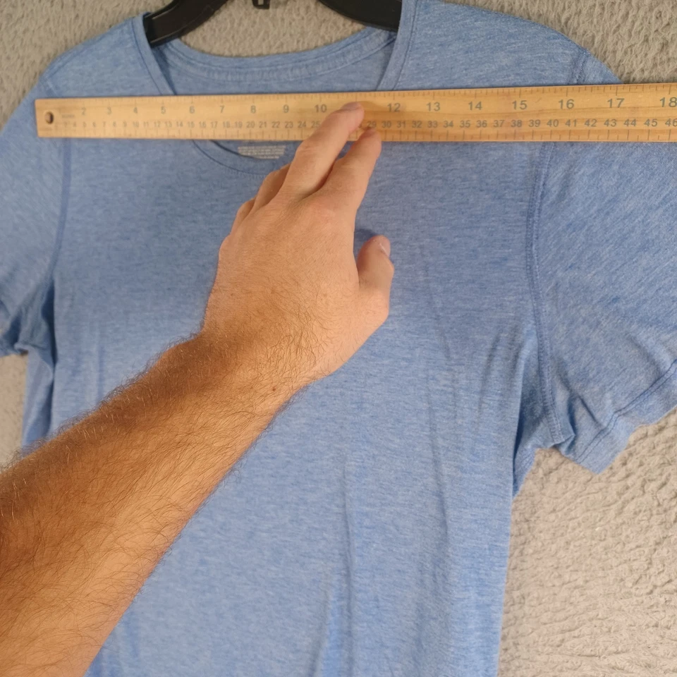 Top azul Danskin para mujer talla grande 12-14 manga corta cuello redondo elástico suave Foto 4 de 4