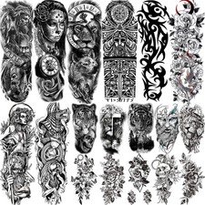 Full Arm Temporary Tattoos Sleeve For Men Women Realistic Fake Tatoos Warrior Li