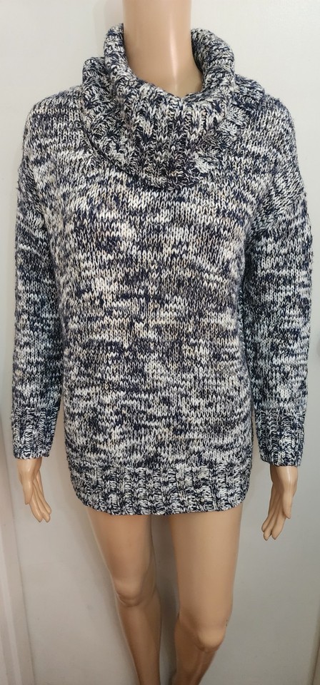 Liz Jordan Size Medium Long Sleeve High Roll Neck Jumper Sweater Acrylic 