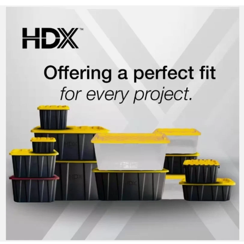 27 Gal. Bolso de almacenamiento resistente en negro con tapa amarilla paquete de 4 Foto 2 de 4