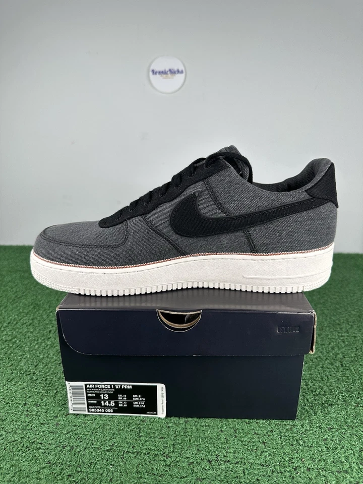 Size 13 - Nike Air Force 1 Low '07 PRM Premium 3x1 Black Denim 905345-006 - New - Image 3 of 4