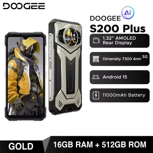 الإصدار العالمي DOOGEE S200 Plus 5G هاتف متين 16GB+512GB 6.72'' 100MP 10100mAh
