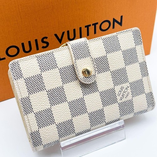 Louis Vuitton Damier Azur Wallet White Compact Bifold From Japan