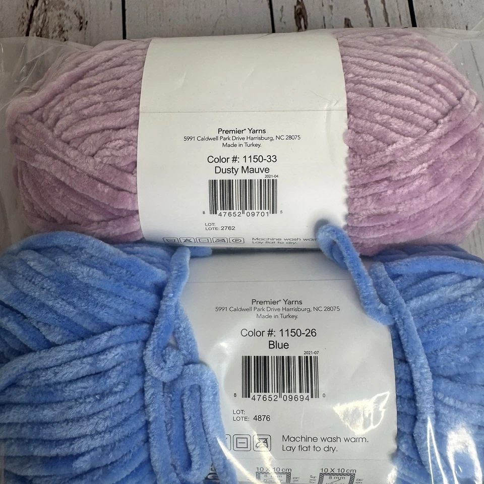 全新 Premier Parfait 粗纱线 3.5 盎司 - 批量 3 个骨架 蓝色 海滨紫红色 — 第 3/4 张图片