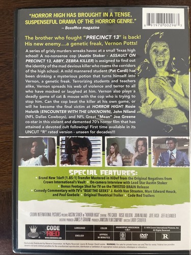 Horror High DVD Code Red, Mean Joe Greene, John Niland, Austin Stoker - Picture 2 of 4