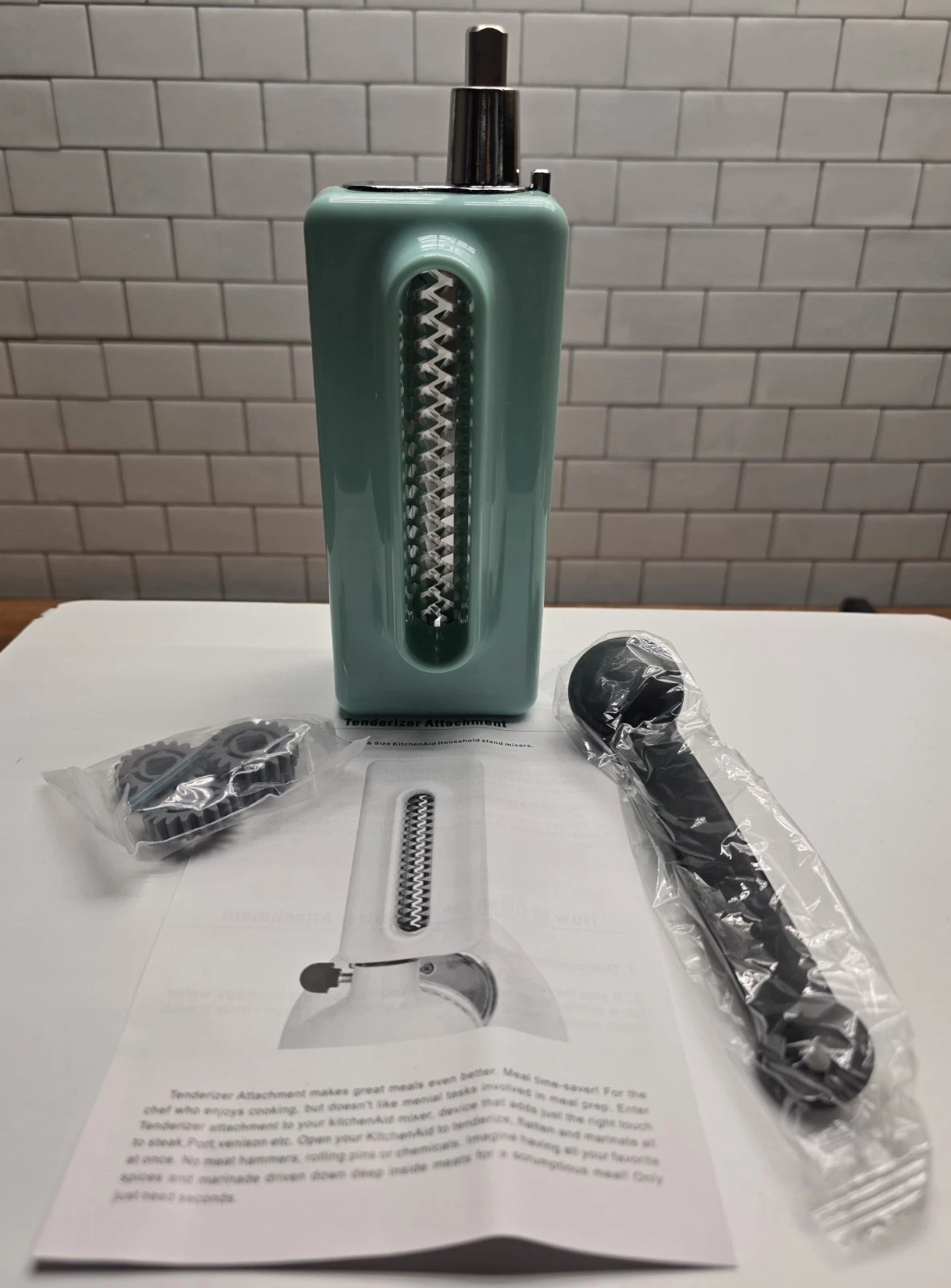 Meat Tenderizer Attachment Stainless Steel Gears. Teal Blue
Opens in a new window or tab