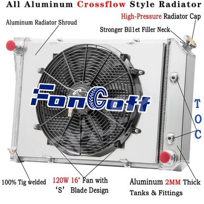 4 Row Radiator&Shroud Fan For 1973-74 Chevy Nova/ Pontiac Ventura/ Buick Apollo