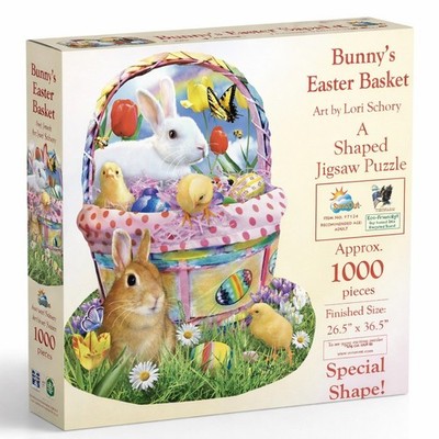 SunsOut Bunny's Easter Basket 1000 pc Special Shape Easter Jigsaw Puzzle