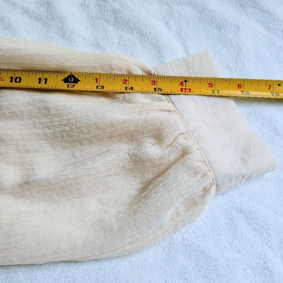 De Rêve Pure Cream Sheer Stripe Blouse | Size M | Minimalist Relaxed Button Down image 6