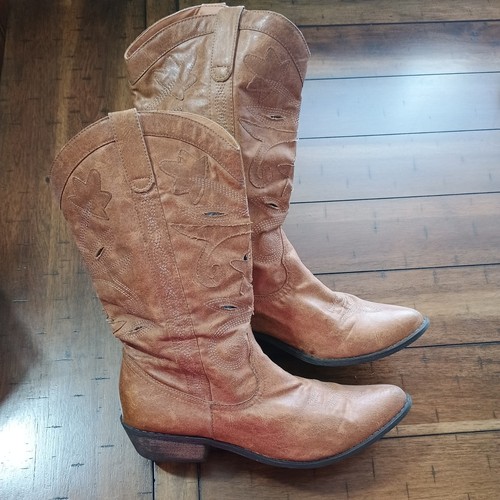 Coconuts Womens Gaucho Boots Paisley 10 M Cowgirl Western Brown Embroidered