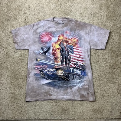 Donald Trump The Mountain T Shirt Men's medium Flag Tank Bald Eagle Tie Dye
