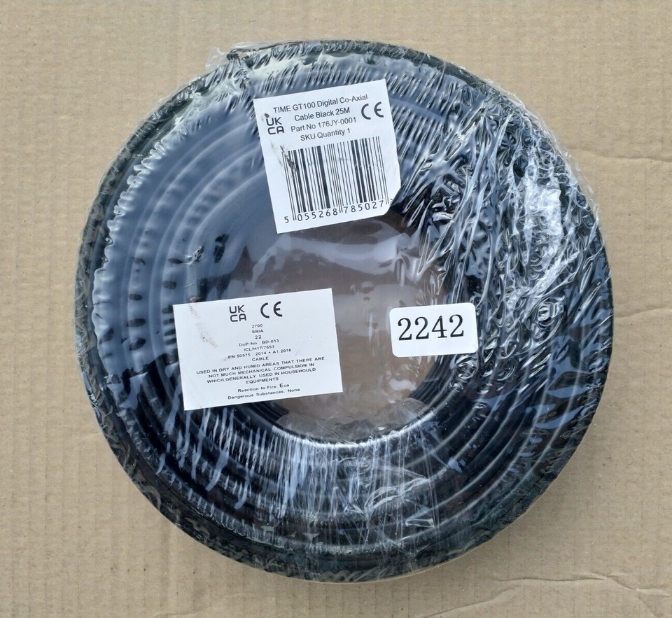Time GT100 Digital Coaxial cable, 25m Black eBay