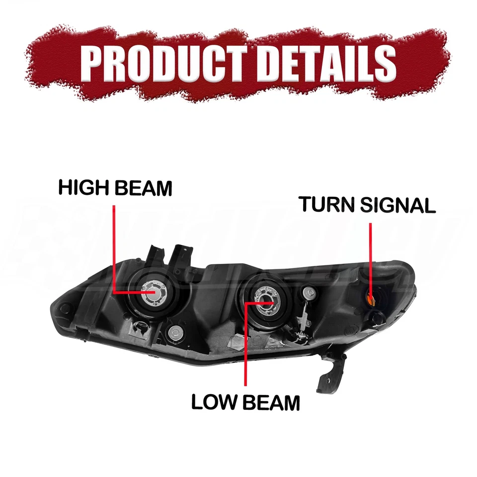 Headlight Right Passenger Side For 2006-2011 Honda Civic Sedan HO2503125 Foto 3 de 4