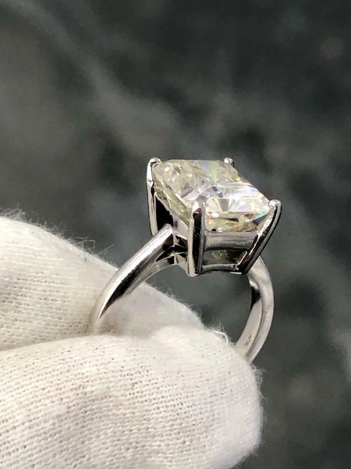 14k or Blanc Émeraude Naturel Coupe Moissanite 6.01ct Tw Engagement Bague Cadeau - Photo 4/4