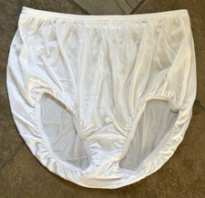 525 TERI Lingerie 6/Medium White SATIN All Nylon Silky Full Brief Panties 600