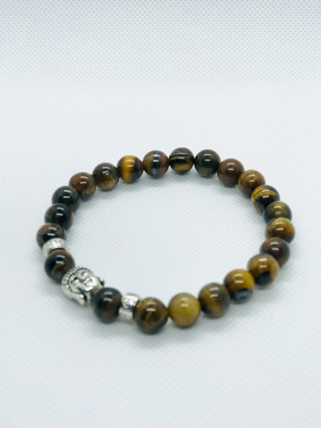 Pulsera Buda de cuentas con piedras semipreciosas naturales.