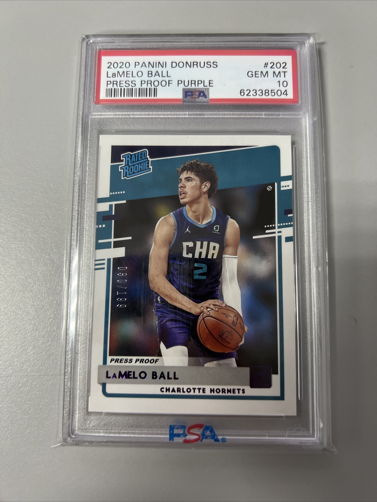 2020-21 Panini Donruss LaMelo Ball Press Proof Purple /199 Psa 10