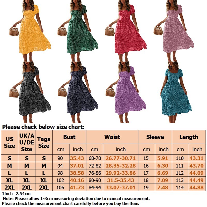 Womens Floral Boho Midi Dress Ladies Summer Holiday  Kaftan Sundress  Red L