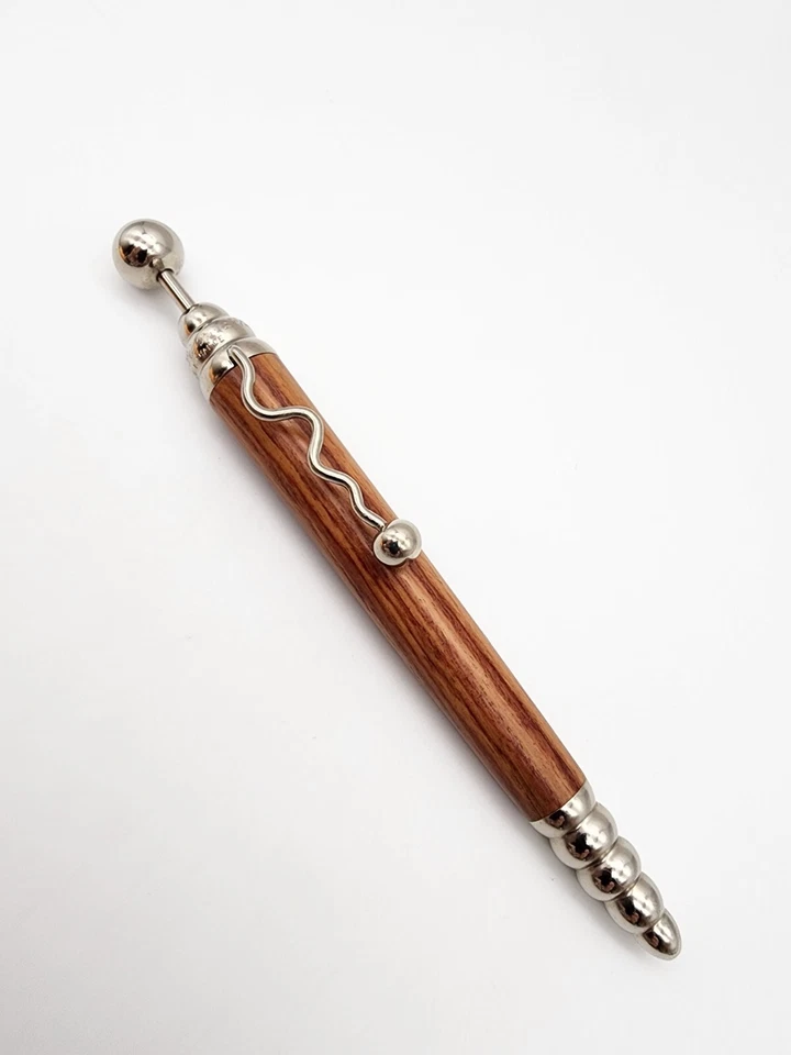 VINTAGE JEAN PIERRE LEPINE FRANCE 6" ZIG ZAG BALL PT PEN BROWN WOODGRAIN EX.COND - image 2 of 4