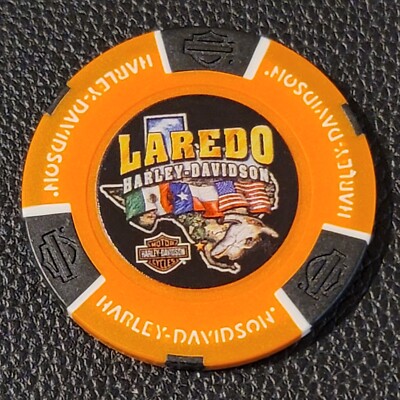 LAREDO HD ~ TEXAS (Orange/Black Full Color) Harley Davidson Poker Chip