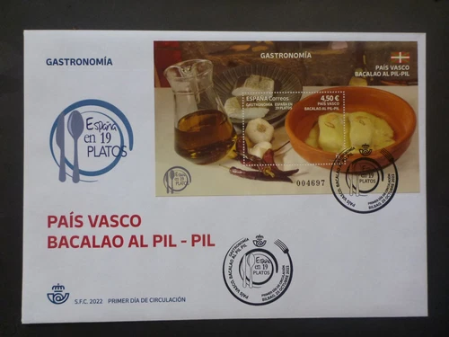 SPAIN 2022 Gastronomy - Spain in 19 Dishes Mini Sheet Lge First Day Cover