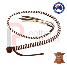 Cowhide Leather Equestrian Bullwhip 4 Feet Long 12 Plait Rope Core Whip Handmade