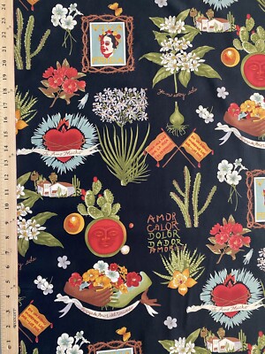 Viva Frida Alexander Henry Fabric Frida Kahlo, Cactus, 100% premium cotton BTY