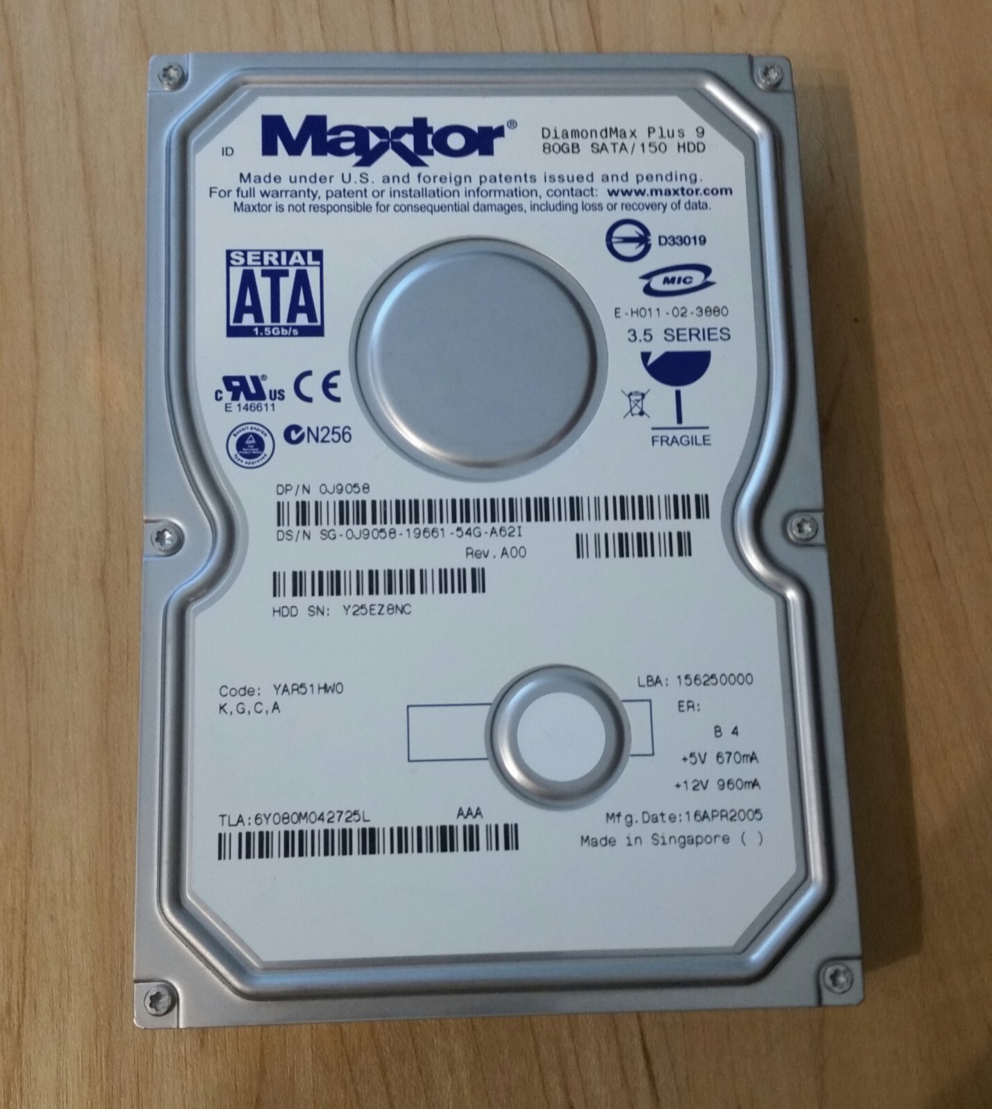 Maxtor DiamondMax Plus 9 80GB Desktop 3.5" SATA 150 Hard Disk Drive HDD
