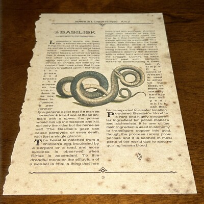 Wizarding Trunk Basilisk & Boggarts Magical Creature Page Potter Hogwarts