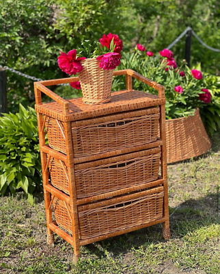 NEW! Wicker dresser chest of drawers ecofriendly handmade rattan boho  dresser | eBay