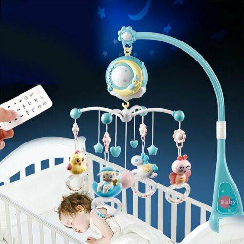 Baby Bed Bell Crib Musical Mobile Cot Music Box Baby Rattles Toy Light Projector