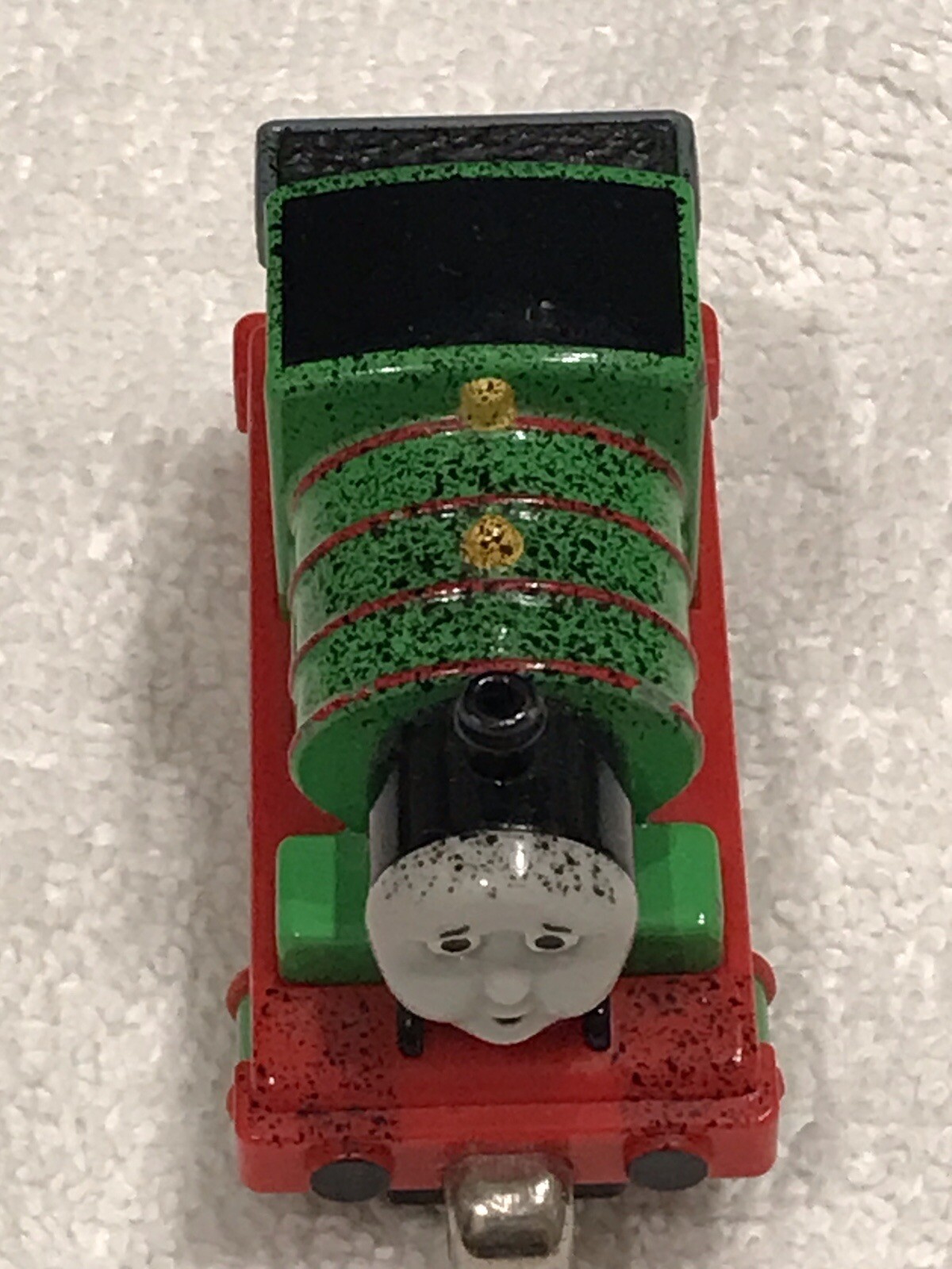 Thomas and Friends 2002 Take Along Coal Dust Percy Train with Black Soot Spots