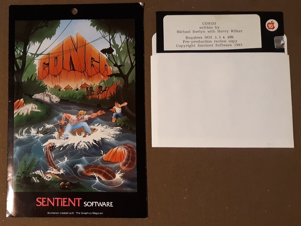 Congo by Sentient Software Pre-Production Review Copy Apple II+,IIe,c,IIgs 1982