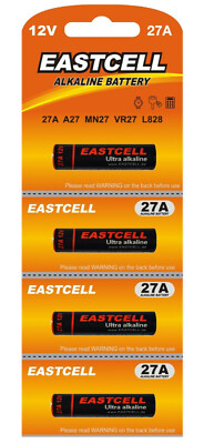       4 x 27A 12V MN27, A27, V27GA, L828, GP27A( 1 Cards a 4 Batterien)EAST