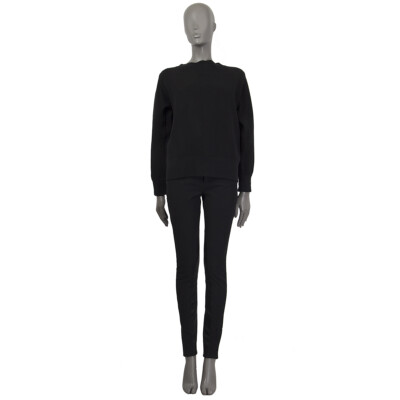 60983 auth SACAI black cotton LACE-UP BACK Sweater 3 M