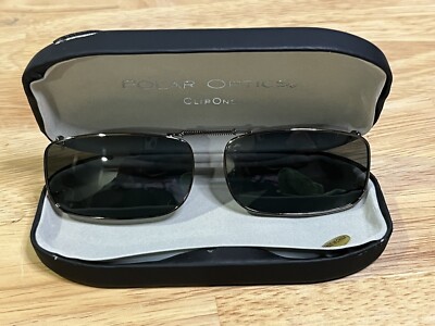 Polar Optics Clip On Sunglasses Dark Tint Lenses with Black Case
