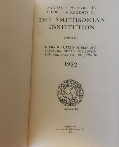 Annual Report of the Smithsonian Institute 1897, 1904,1915-1918,1922,1942, 1950 - Picture 12 of 19