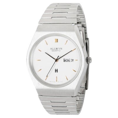 Allwyn quartz nos original day and date white dial watch for men