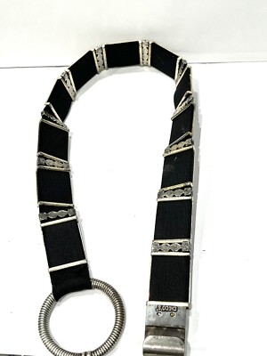 Chico\'s Retro Style Stretch Belt Womens Size M/L Silver Archaic Hieroglyphic NWT Vintage Chico main image 4