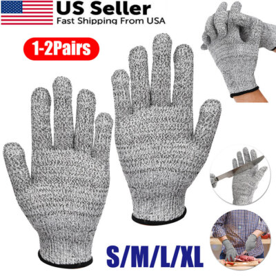 #ad 1 2Pair Butcher Glove Cut Proof Stab Resistant Safety Glove Kitchen L5 Protectio $7.29