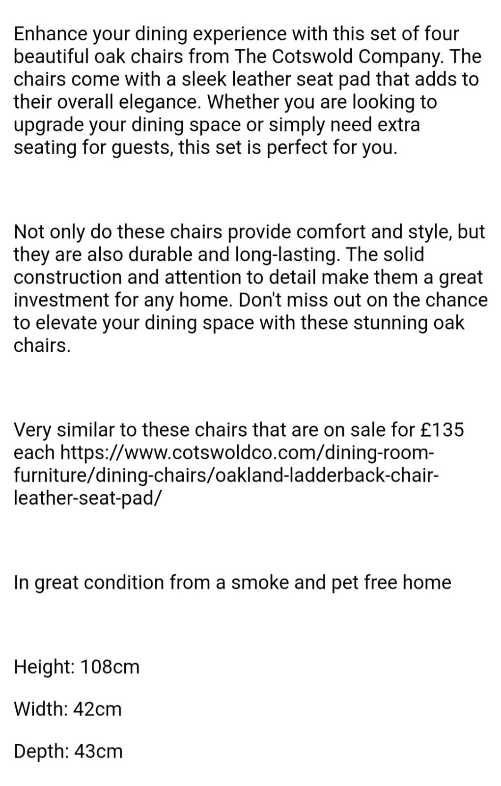 oak dining chairs eBay