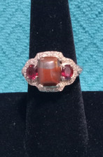 STS Brown Mix Gemstone 925 Sterling Silver Ring Size 7.5  0055 
