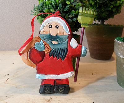 German Heissner carved  Wooden Christmas SANTA  Christmastree Ornament new
