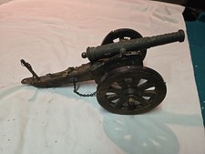 Antique Wood And Cast Brass Toy Cannon Non-firing 