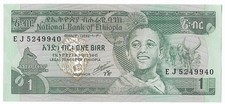 Ethiopia 1 BIRR P-41   1969/ 1991 Ethiopian Longhorn Waterfall UNC Currency NOTE