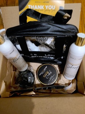 NEW Bask & Lather Hair Care Bundle Shampoo Conditioner,Travel Kit & Edge Control