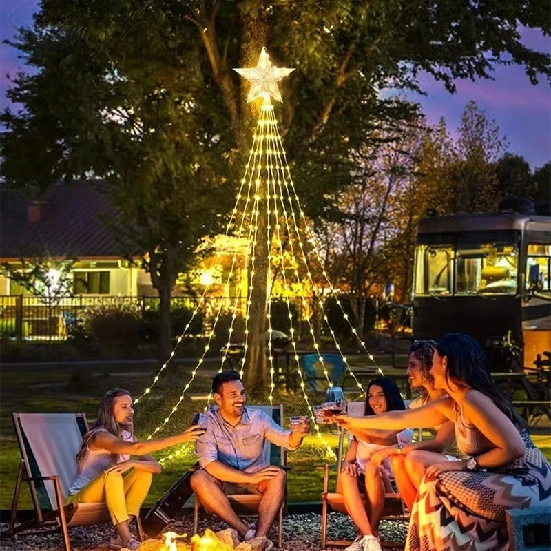 LED Star Waterfall Lights Christmas Decorations String Lights Christmas Tree - Image 3 of 4