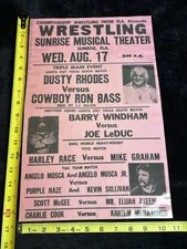 Replica Wrestling Event Poster CWA Cowboy Ron Bass Dusty Rhodes 11x16 Florida