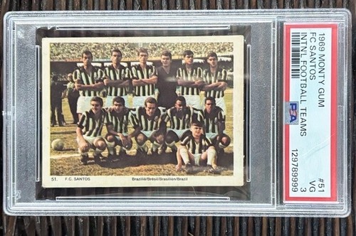 1969 MONTY GUM #51 FC SANTOS TEAM PSA 3  PELE INTERNATIONAL FOOTBALL TEAMS
