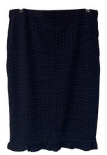 Max Studio Blue White Polkadot Pull on Ruffle Hem Skirt Preppy Academia Career L